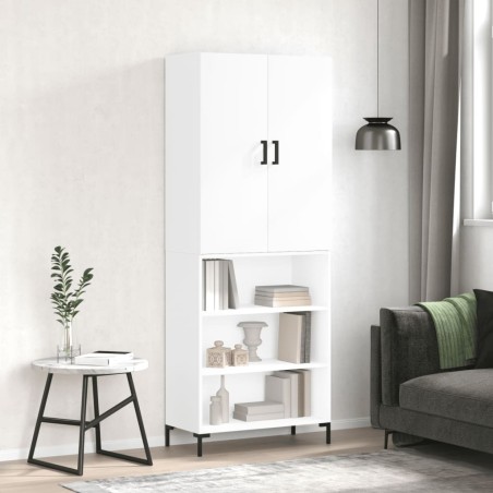 vidaXL Aparador alto madera contrachapada blanco brillo 69,5x34x180 cm