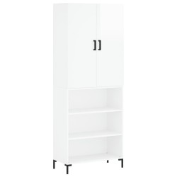 vidaXL Aparador alto madera contrachapada blanco brillo 69,5x34x180 cm