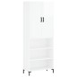 vidaXL Aparador alto madera contrachapada blanco brillo 69,5x34x180 cm