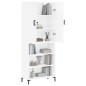 vidaXL Aparador alto madera contrachapada blanco brillo 69,5x34x180 cm