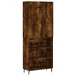 vidaXL Aparador alto madera contrachapada roble ahumado 69,5x34x180 cm