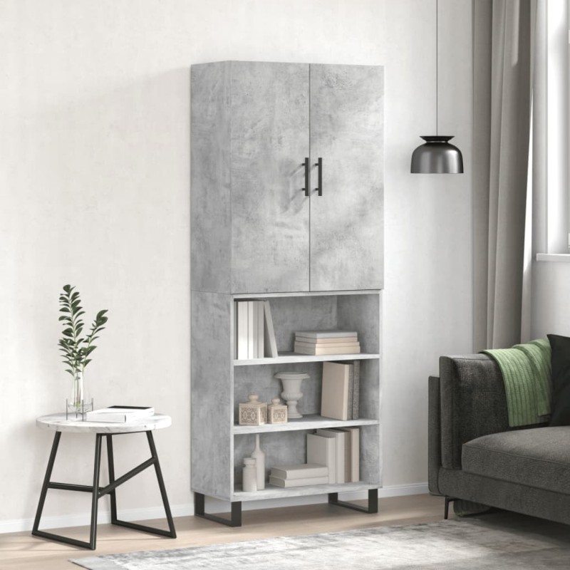 vidaXL Aparador alto madera contrachapada gris hormigón 69,5x34x180 cm vidaXL Aparador alto madera contrachapada gris hormigón 69,5x34x180 cm