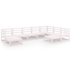 vidaXL Set de salón de jardín de 9 piezas blanco madera maciza de pino
