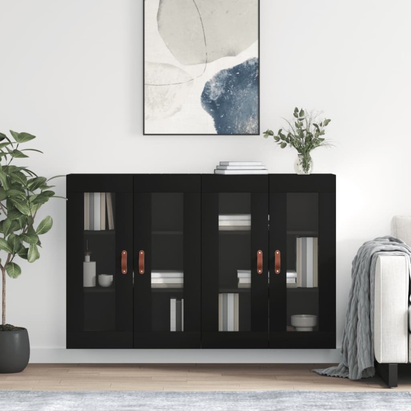 vidaXL Armarios de pared 2 uds madera de ingeniería negro vidaXL Armarios de pared 2 uds madera de ingeniería negro