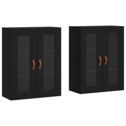 vidaXL Armarios de pared 2 uds madera de ingeniería negro