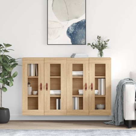 vidaXL Armarios de pared 2 uds madera de ingeniería roble Sonoma
