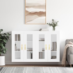 vidaXL Armarios de pared 2 uds madera de ingeniería blanco brillante
