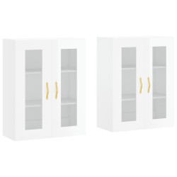 vidaXL Armarios de pared 2 uds madera de ingeniería blanco brillante