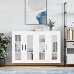 vidaXL Armarios de pared 2 uds madera de ingeniería blanco brillante