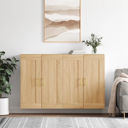 vidaXL Armarios de pared 2 uds madera de ingeniería roble Sonoma