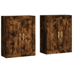 vidaXL Armarios de pared 2 uds madera de ingeniería roble ahumado