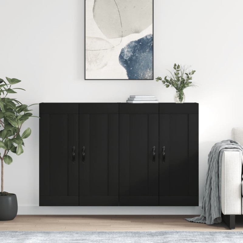 vidaXL Armarios de pared 2 uds madera de ingeniería negro vidaXL Armarios de pared 2 uds madera de ingeniería negro