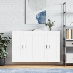 vidaXL Armarios de pared 2 uds madera de ingeniería blanco brillante