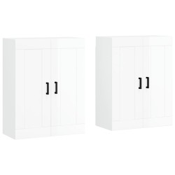 vidaXL Armarios de pared 2 uds madera de ingeniería blanco brillante