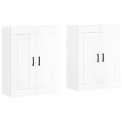 vidaXL Armarios de pared 2 uds madera de ingeniería blanco brillante