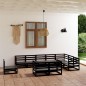 vidaXL Juego de muebles de jardín 10 piezas negro madera maciza pino vidaXL Juego de muebles de jardín 10 piezas negro madera maciza pino