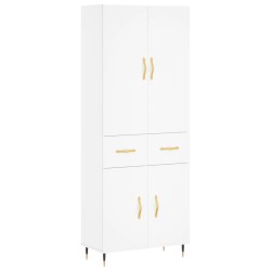 vidaXL Aparador alto madera contrachapada blanco 69,5x34x180 cm
