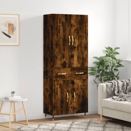 vidaXL Aparador alto madera contrachapada roble ahumado 69,5x34x180 cm
