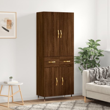 vidaXL Aparador alto madera contrachapada marrón roble 69,5x34x180 cm