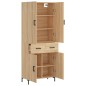 vidaXL Aparador alto madera contrachapada color roble 69,5x34x180 cm