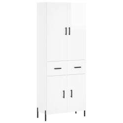 vidaXL Aparador alto madera contrachapada blanco brillo 69,5x34x180 cm