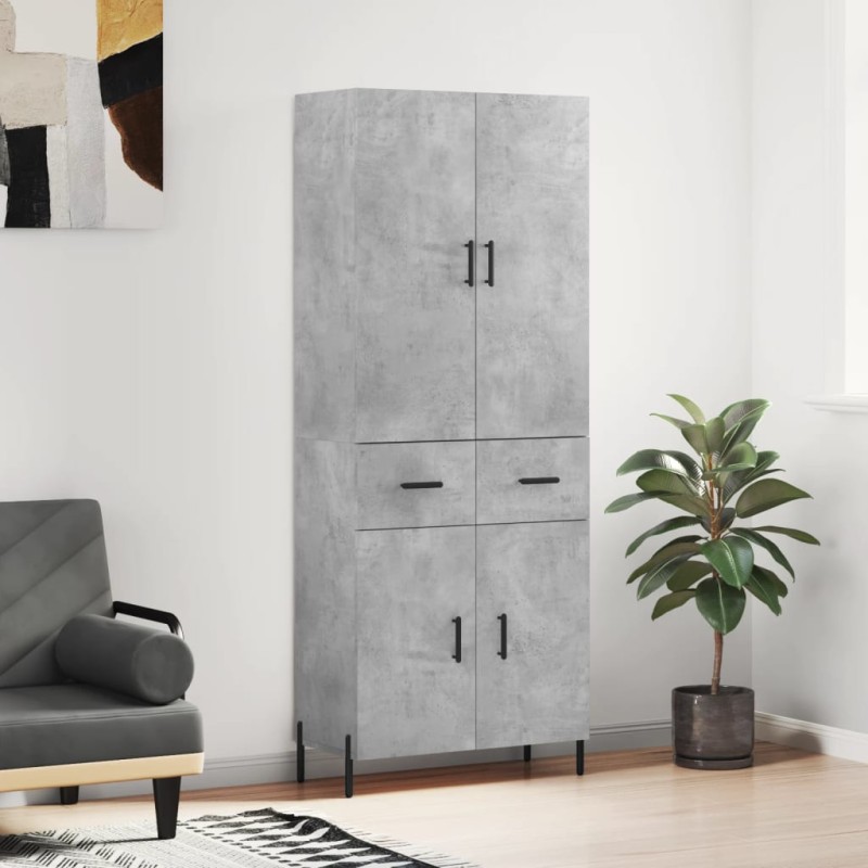 vidaXL Aparador alto madera contrachapada gris hormigón 69,5x34x180 cm vidaXL Aparador alto madera contrachapada gris hormigón 69,5x34x180 cm