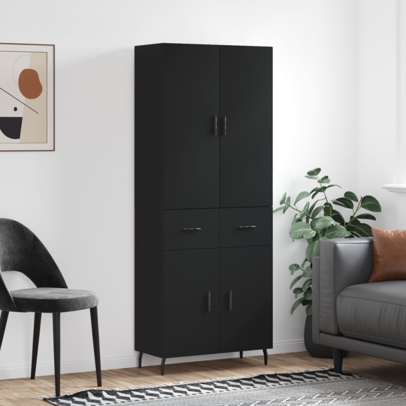 vidaXL Aparador alto madera contrachapada negro 69,5x34x180 cm vidaXL Aparador alto madera contrachapada negro 69,5x34x180 cm