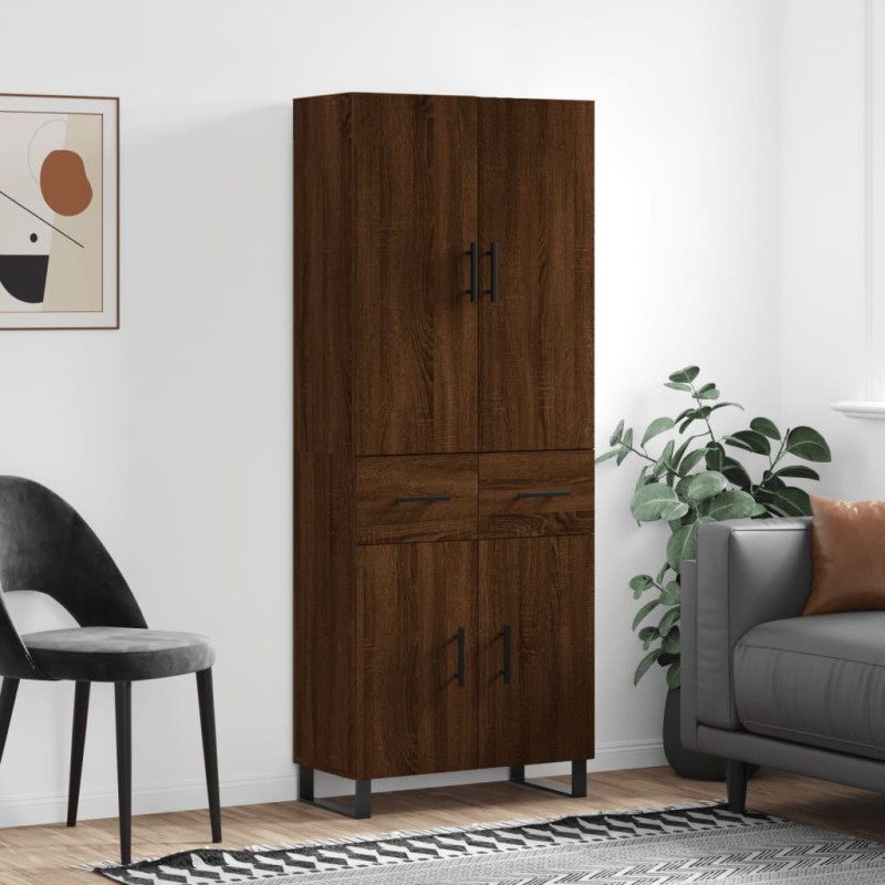 vidaXL Aparador alto madera contrachapada marrón roble 69,5x34x180 cm vidaXL Aparador alto madera contrachapada marrón roble 69,5x34x180 cm
