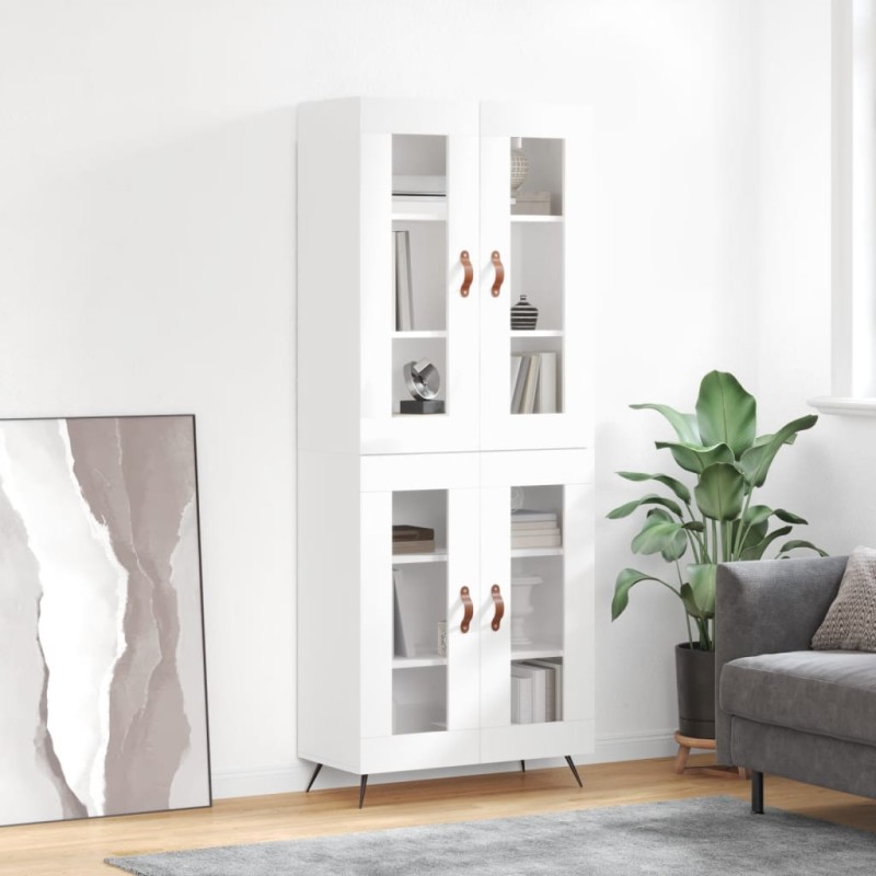 vidaXL Aparador alto madera contrachapada blanco brillo 69,5x34x180 cm vidaXL Aparador alto madera contrachapada blanco brillo 69,5x34x180 cm