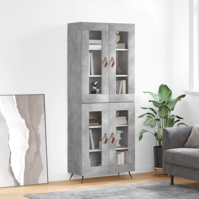 vidaXL Aparador alto madera contrachapada gris hormigón 69,5x34x180 cm vidaXL Aparador alto madera contrachapada gris hormigón 69,5x34x180 cm