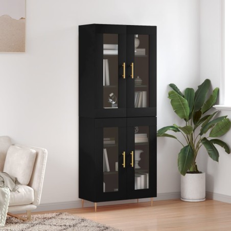 vidaXL Aparador alto madera contrachapada negro 69,5x34x180 cm