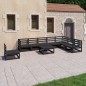 vidaXL Juego de muebles de jardín 9 piezas negro madera maciza de pino vidaXL Juego de muebles de jardín 9 piezas negro madera maciza de pino