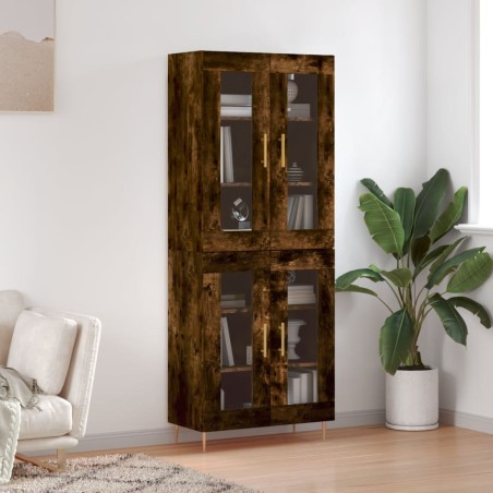 vidaXL Aparador alto madera contrachapada roble ahumado 69,5x34x180 cm
