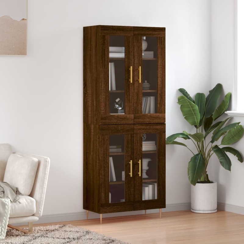vidaXL Aparador alto madera contrachapada marrón roble 69,5x34x180 cm vidaXL Aparador alto madera contrachapada marrón roble 69,5x34x180 cm