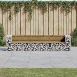 vidaXL Banco jardín con gaviones madera pino impregnada 287x71x65,5 cm