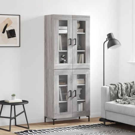 vidaXL Aparador alto madera contrachapada gris sonoma 69,5x34x180 cm