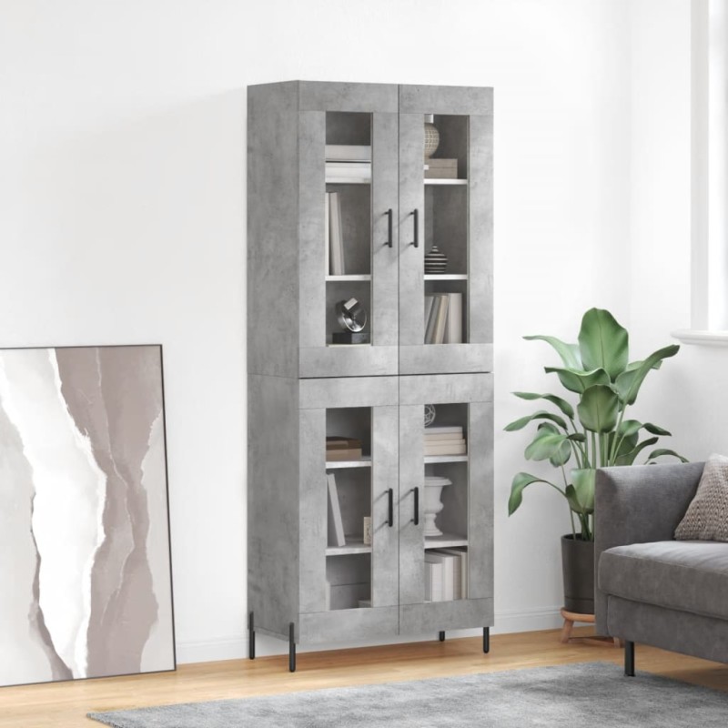 vidaXL Aparador alto madera contrachapada gris hormigón 69,5x34x180 cm vidaXL Aparador alto madera contrachapada gris hormigón 69,5x34x180 cm