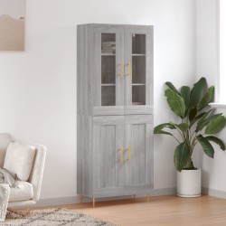 vidaXL Aparador alto madera contrachapada gris sonoma 69,5x34x180 cm
