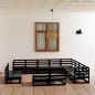 vidaXL Juego de muebles de jardín 12 pzas y cojines negro madera pino vidaXL Juego de muebles de jardín 12 pzas y cojines negro madera pino