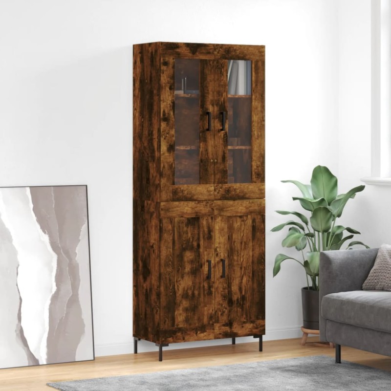 vidaXL Aparador alto madera contrachapada roble ahumado 69,5x34x180 cm vidaXL Aparador alto madera contrachapada roble ahumado 69,5x34x180 cm