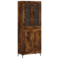 vidaXL Aparador alto madera contrachapada roble ahumado 69,5x34x180 cm