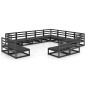 vidaXL Juego de muebles de jardín 12 pzas y cojines negro madera pino vidaXL Juego de muebles de jardín 12 pzas y cojines negro madera pino