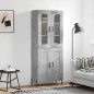 vidaXL Aparador alto madera contrachapada gris hormigón 69,5x34x180 cm