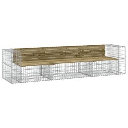 vidaXL Banco jardín con gaviones madera pino impregnada 287x71x65,5 cm