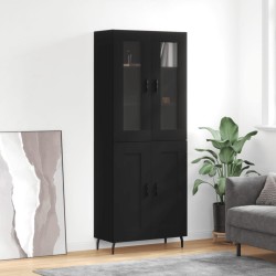 vidaXL Aparador alto madera contrachapada negro 69,5x34x180 cm