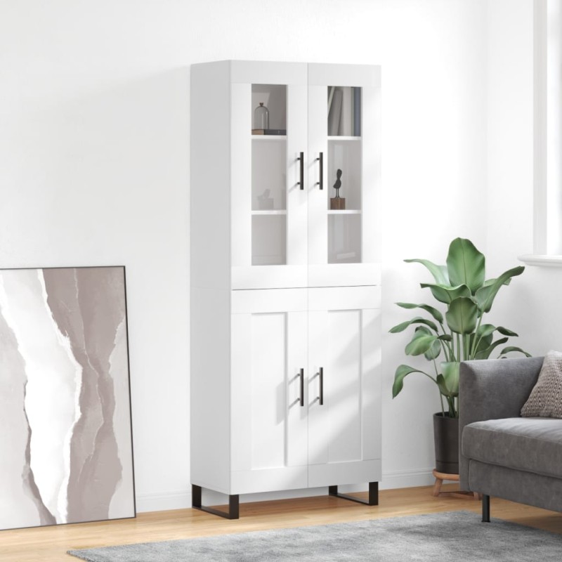 vidaXL Aparador alto madera contrachapada blanco brillo 69,5x34x180 cm vidaXL Aparador alto madera contrachapada blanco brillo 69,5x34x180 cm