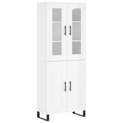 vidaXL Aparador alto madera contrachapada blanco brillo 69,5x34x180 cm