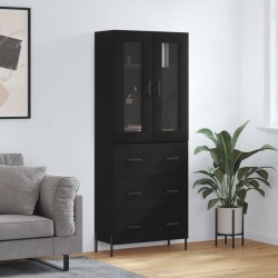 vidaXL Aparador alto madera contrachapada negro 69,5x34x180 cm