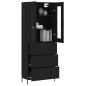 vidaXL Aparador alto madera contrachapada negro 69,5x34x180 cm