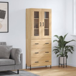 vidaXL Aparador alto madera contrachapada color roble 69,5x34x180 cm